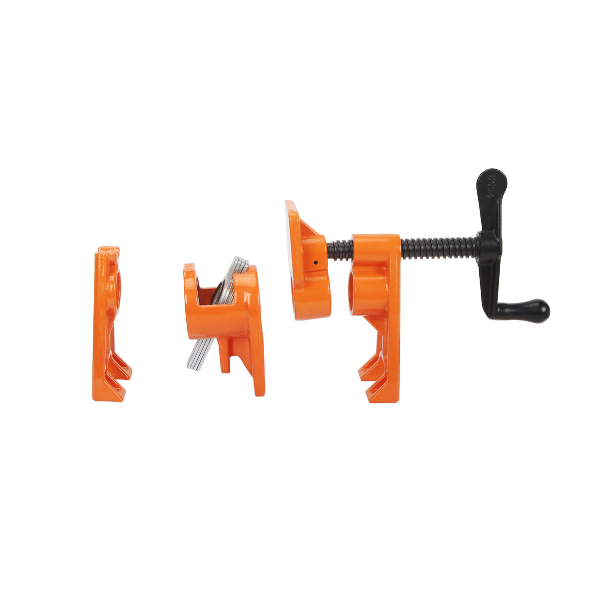 Pony Jorgensen Extended Foot Pipe Clamp with 2100mm 3/4in Pipe in use on workbench