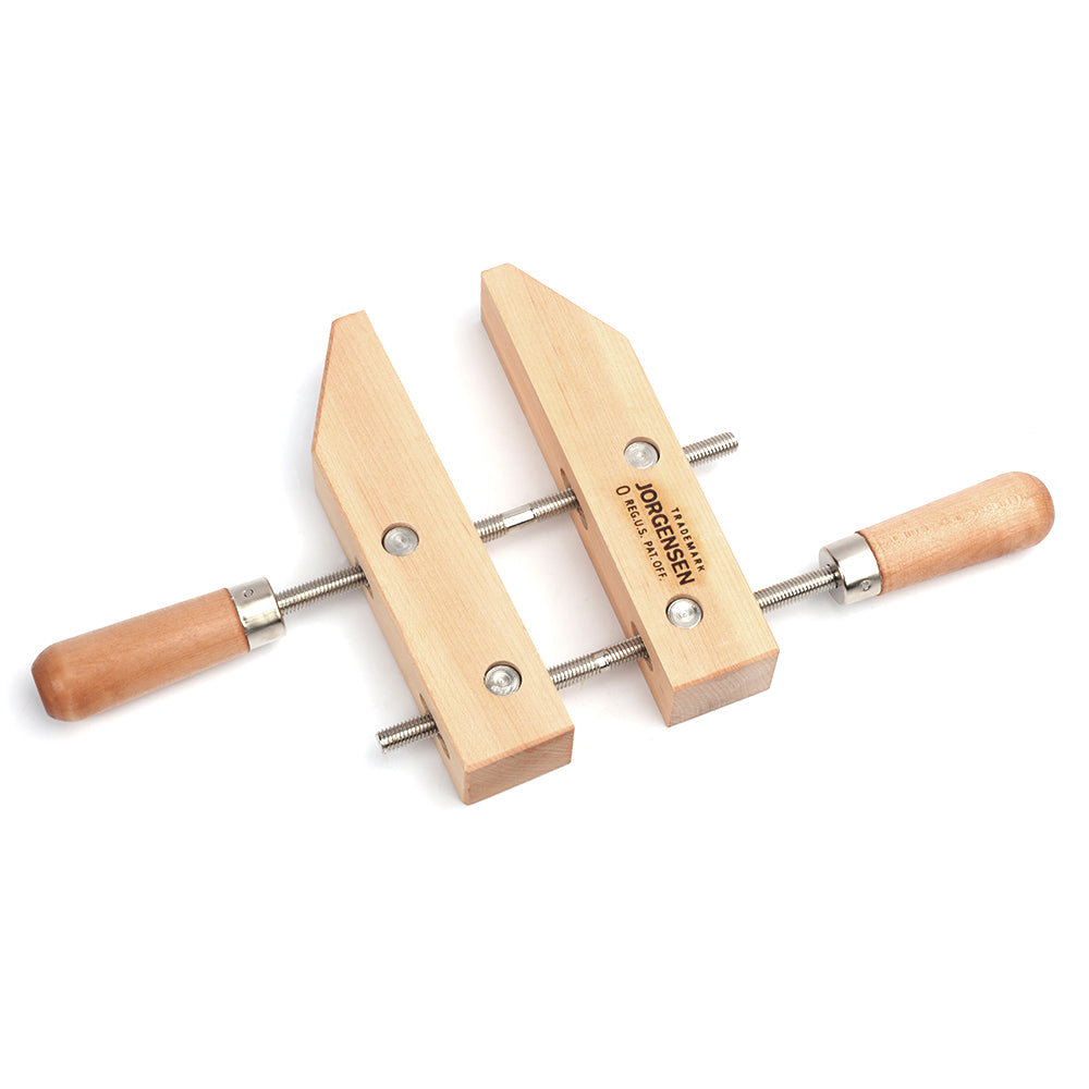 Pony Jorgensen Set of 3 Classic Wooden Hand Screw Clamps 8in, showcasing adjustable hand screws for broad area clamping