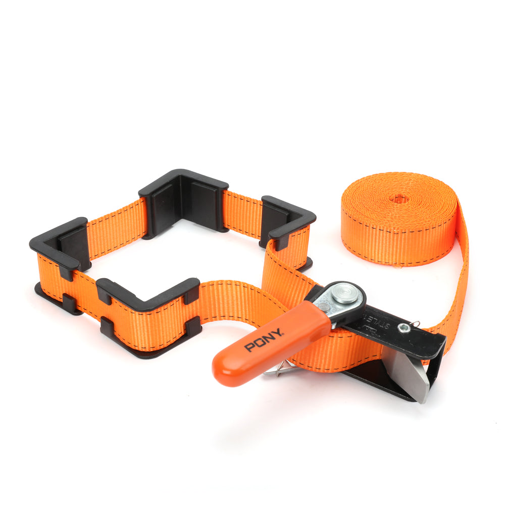 Pony Jorgensen 4.5m Canvas Band Clamps with Ratchet Style - Securely clamping wood joints with nylon webbing band and plastic corners