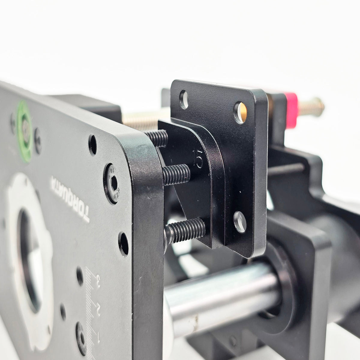 Torquata Trim Router Lift & Mounting Plate for 65mm routers, compact solution for precision woodworking in small workshop