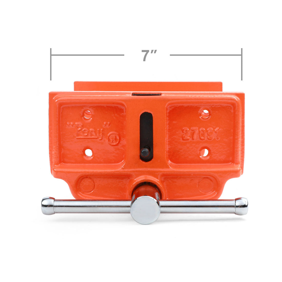 Pony Jorgensen 175mm Woodworker's Vice mounted on workbench showing jaws flush with top edge
