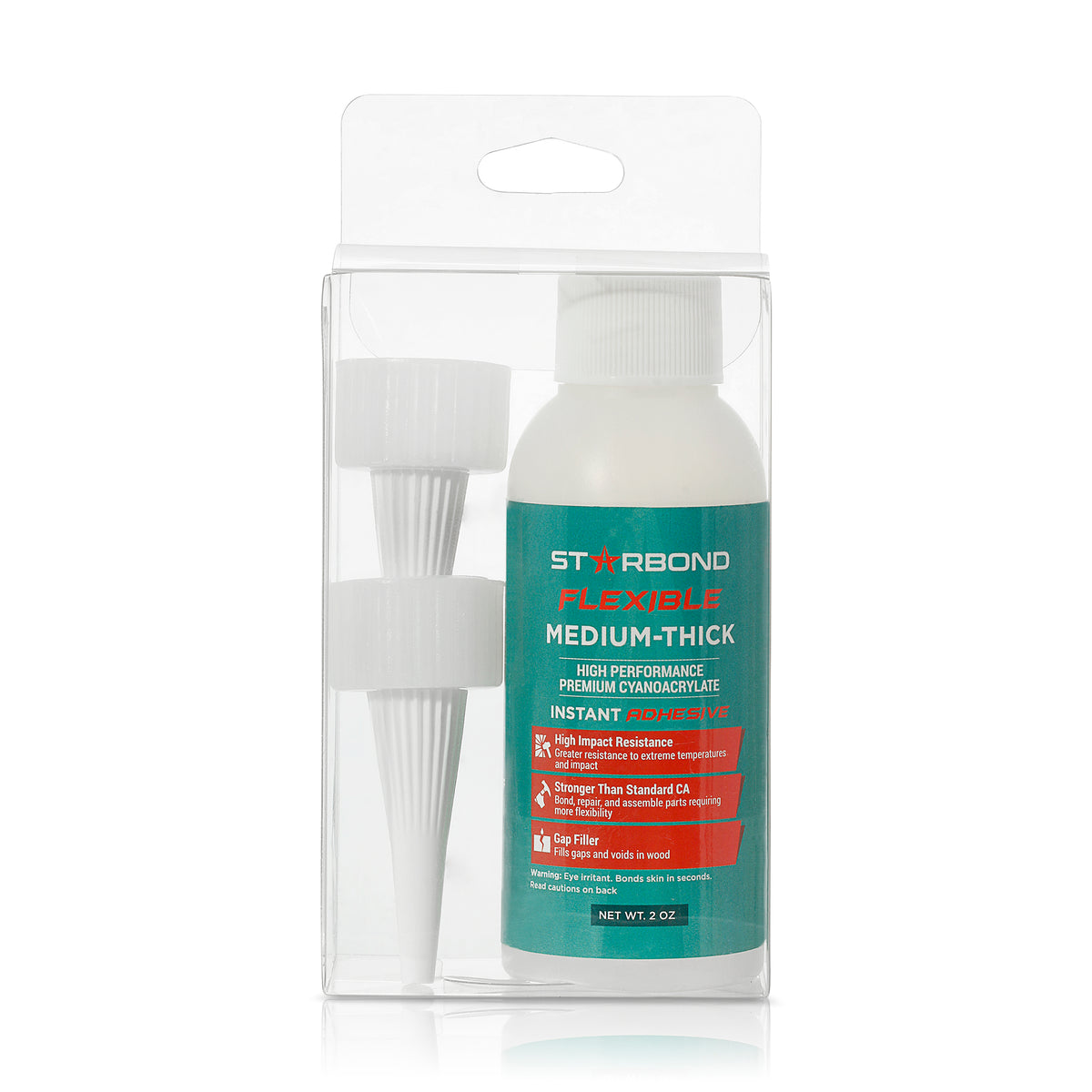 Starbond Flexible Medium-Thick CA Super Glue 2oz packaging in PET box