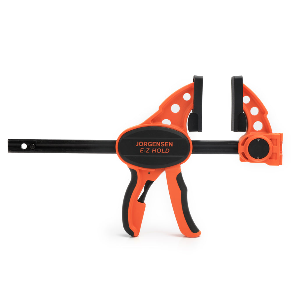 Pony Jorgensen E-Z HOLD Medium Duty Trigger Clamps in use with contoured comfort grip and deep reach jaws