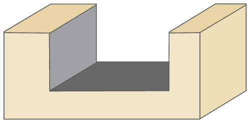 Torquata 1/2in Shank Stair Tread Router Bit - Top edge cutting blades with large cutaways for material removal