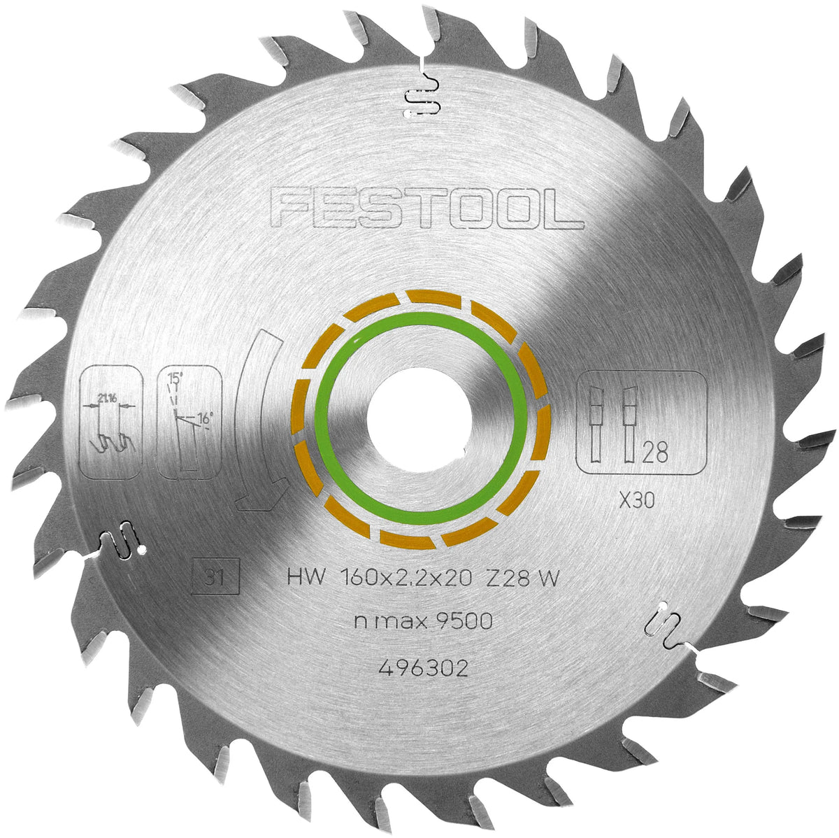 Festool 160mm Wood Cutting Circular Saw Blade Set x 3 - Close-up of sharp blades for precise cutting