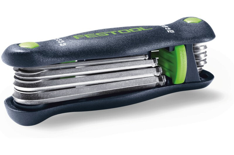 Festool Multi Toolie hexagon spherical head tool with 9 wrenches, Torx, PZ2, slot 4.5. Ergonomic design, 12 cm long