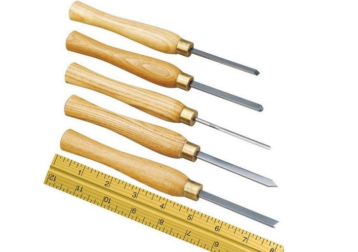 PROXXON Micro Wood Turning Chisels Set of 5 in action on a lathe
