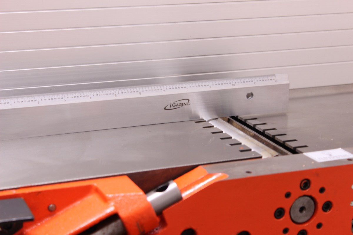 Hardened steel precision straight edge tool, essential for woodworking setups, layouts, and checking straightness