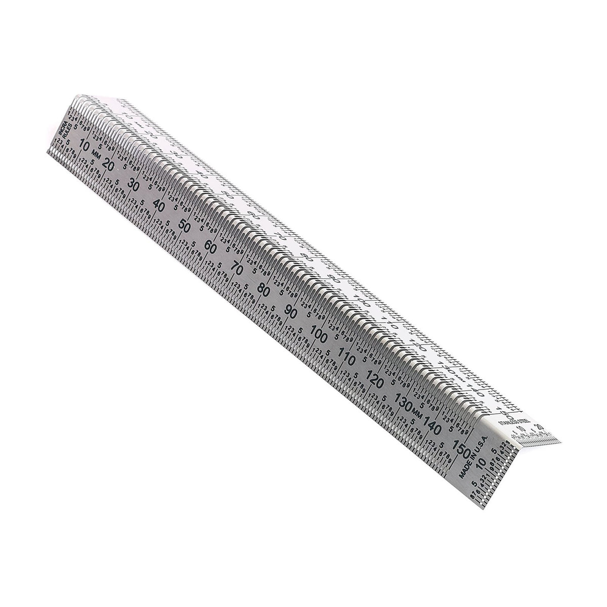 INCRA Precision Bend Rules Metric showcasing corner slots for dual-surface layouts and micro-fine marking holes
