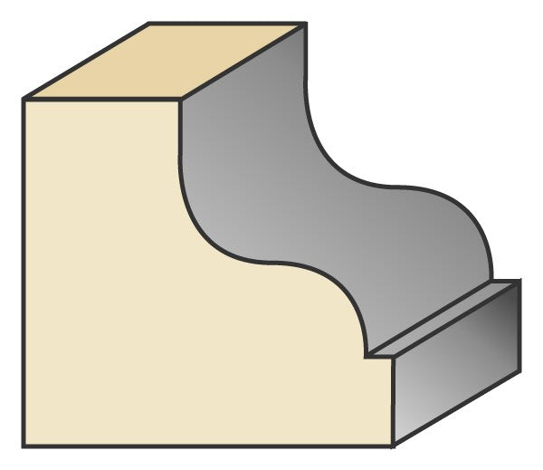 Torquata Classical Ogee Moulding Router Bit in action, showcasing its elegant and timeless profile