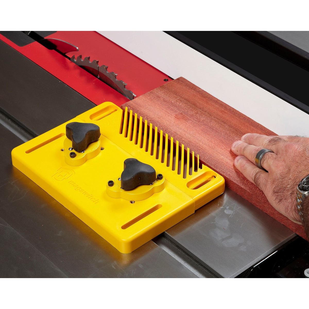 Magswitch Magnetic Dual Roller Fence Guide attachment for enhanced featherboard versatility