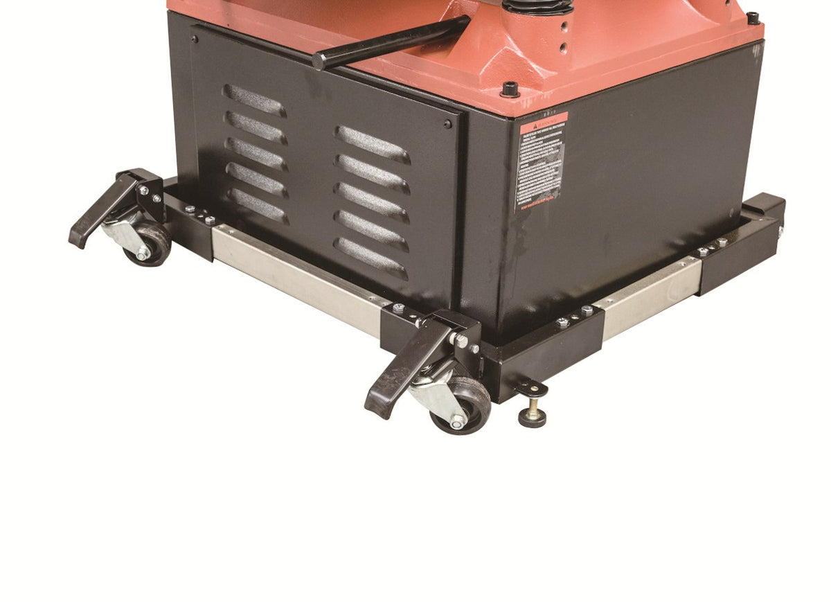 Sherwood 400kg Mobile Machine Base Wheel Kit in workshop setting, showcasing easy mobility for heavy machines