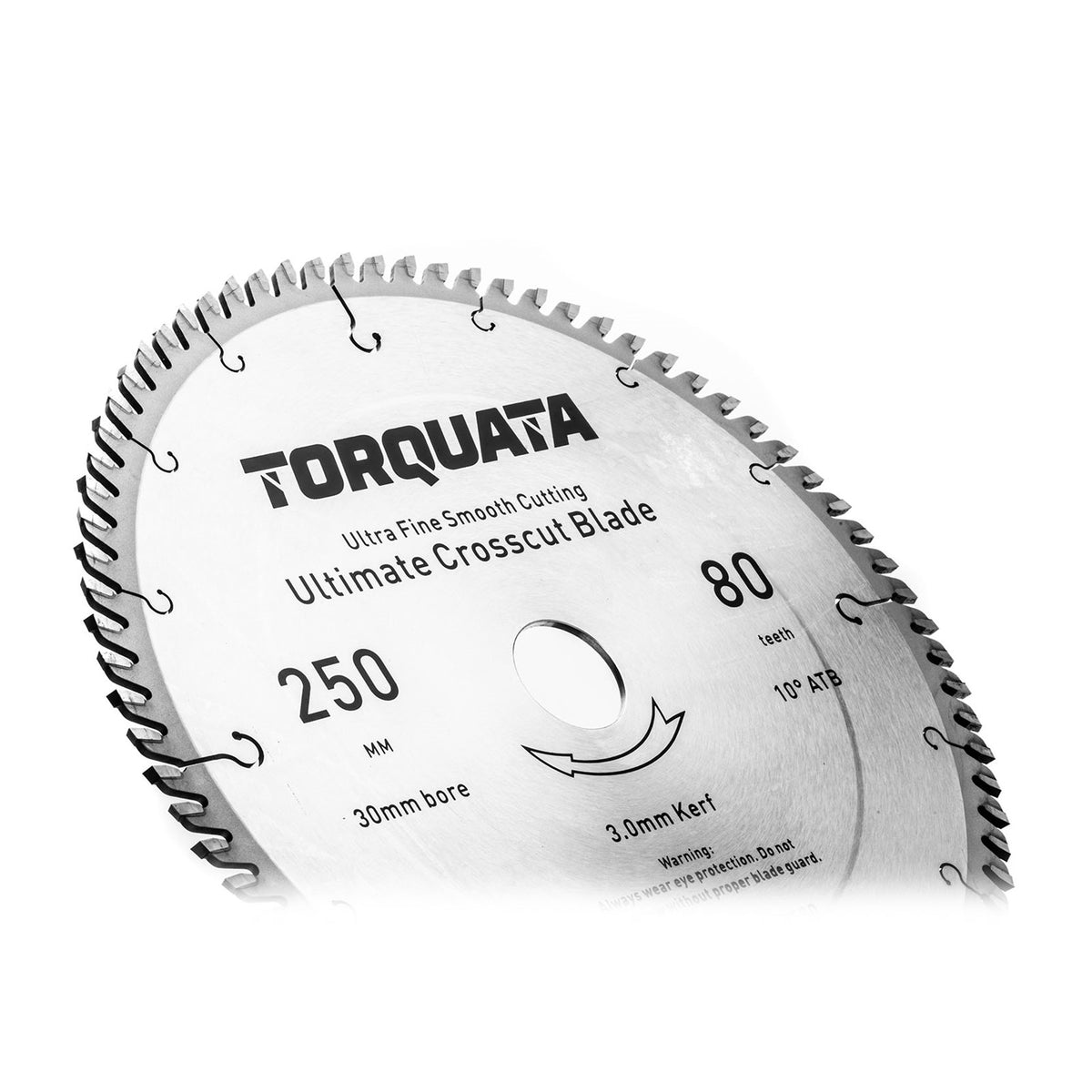 Torquata 250mm fine cut-off circular saw blade in action on wood