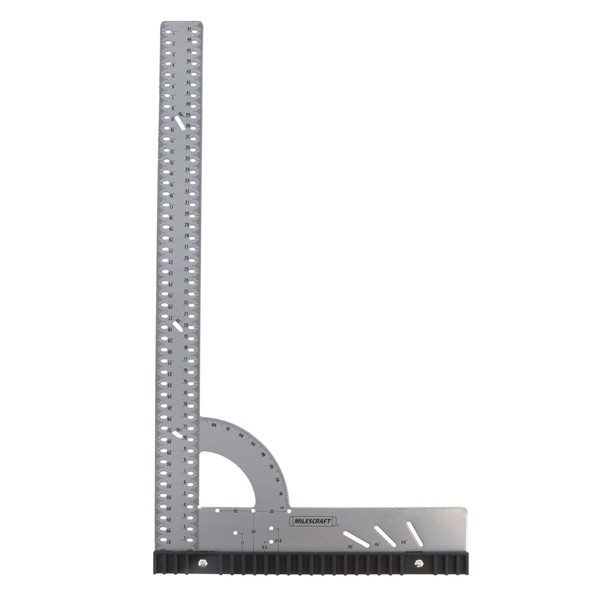 Milescraft Framing Square Metric carpentry tool with built-in protractor for accurate angle measurements
