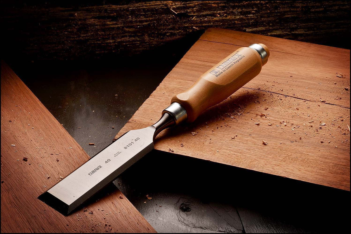 Narex Bevel Edge Cabinet Chisels with Hooped Ash Handles in Australian Woodworking Tools Store