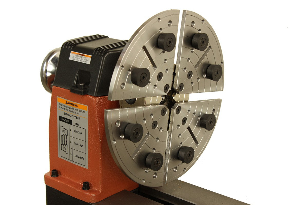 Torquata Cole Jaws for 100mm Scroll Chuck showing flat design for sanding bowls and large workpieces