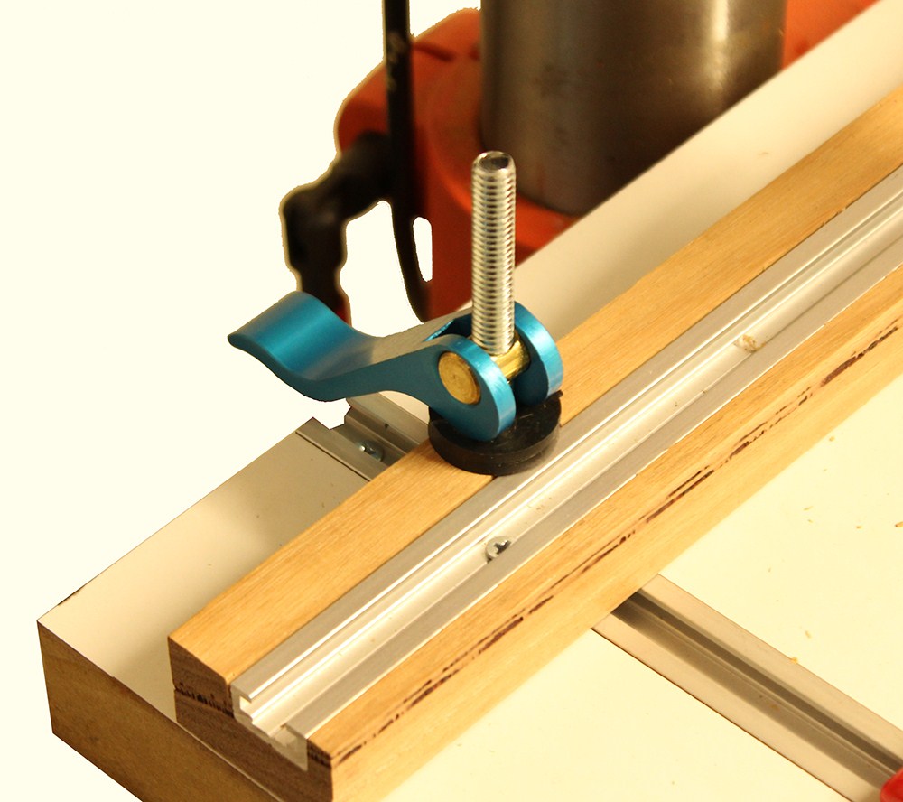 Torquata Cam Clamps for T-Track Jigs and Fixtures, set of 2 - Secure woodworking clamps in action