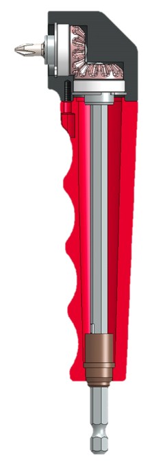 Milescraft Drive90PLUS Right-Angle Impact Driver Drill Attachment in use in close quarters