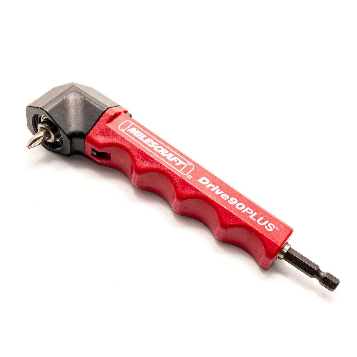 Milescraft Drive90PLUS Right-Angle Impact Driver Drill Attachment in use in tight space