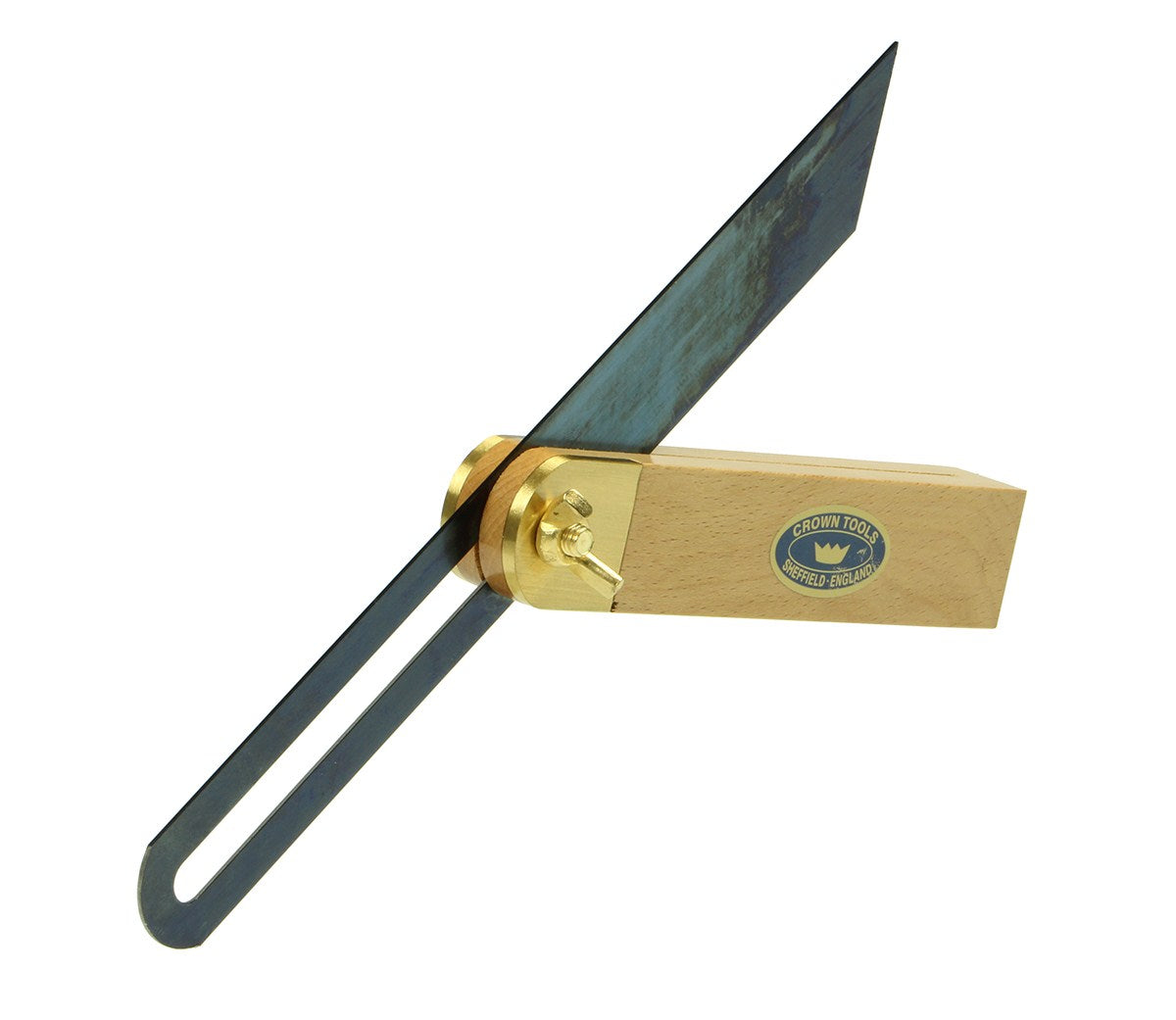 Crown Sliding Bevel 230mm Blade 145mm Beechwood Handle Brass Bolt Detail