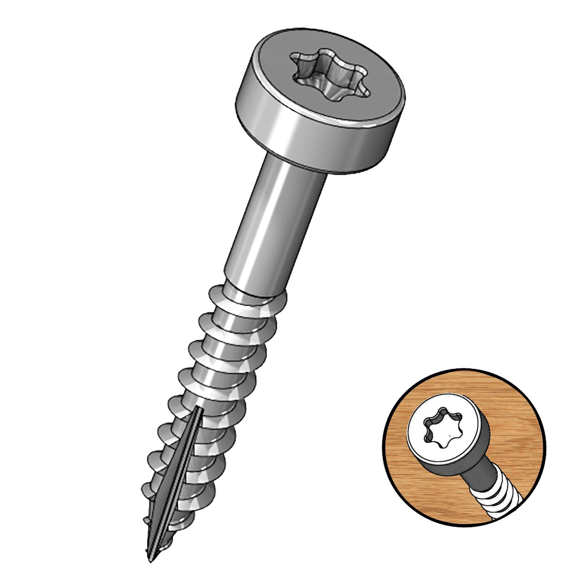 Milescraft 25mm Coarse Thread Pocket Hole Screws in zinc-coated T20 Star design for secure joinery