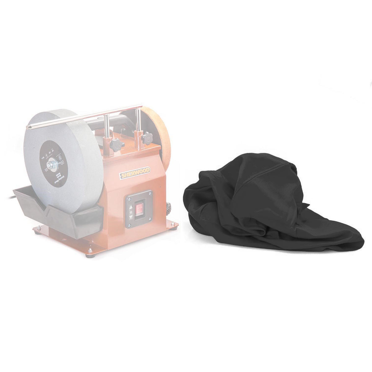 Protective black nylon cover for Sherwood Whetstone Grinder Machine, keeping it clean and durable