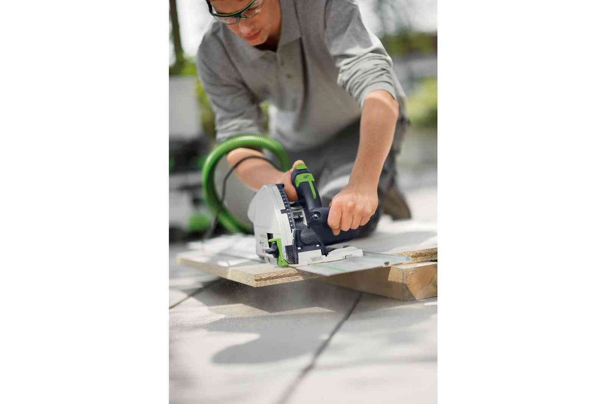 Powerful Festool TS 75 210mm Plunge Cut Circular Saw with 1400mm Rail, ideal for precise and splinter-free cuts up to 75mm depth