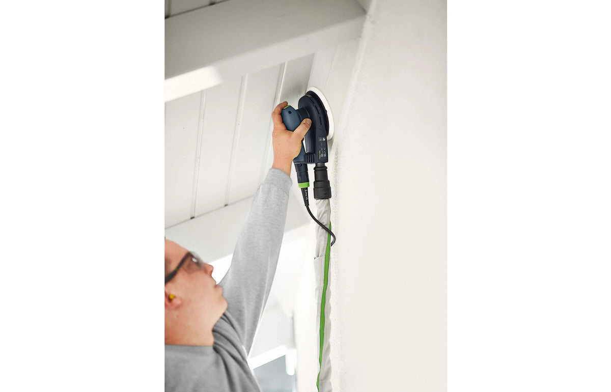 Compact Festool ETS EC 150mm Brushless Random Orbital Sander in Systainer for reduced physical fatigue and precise sanding