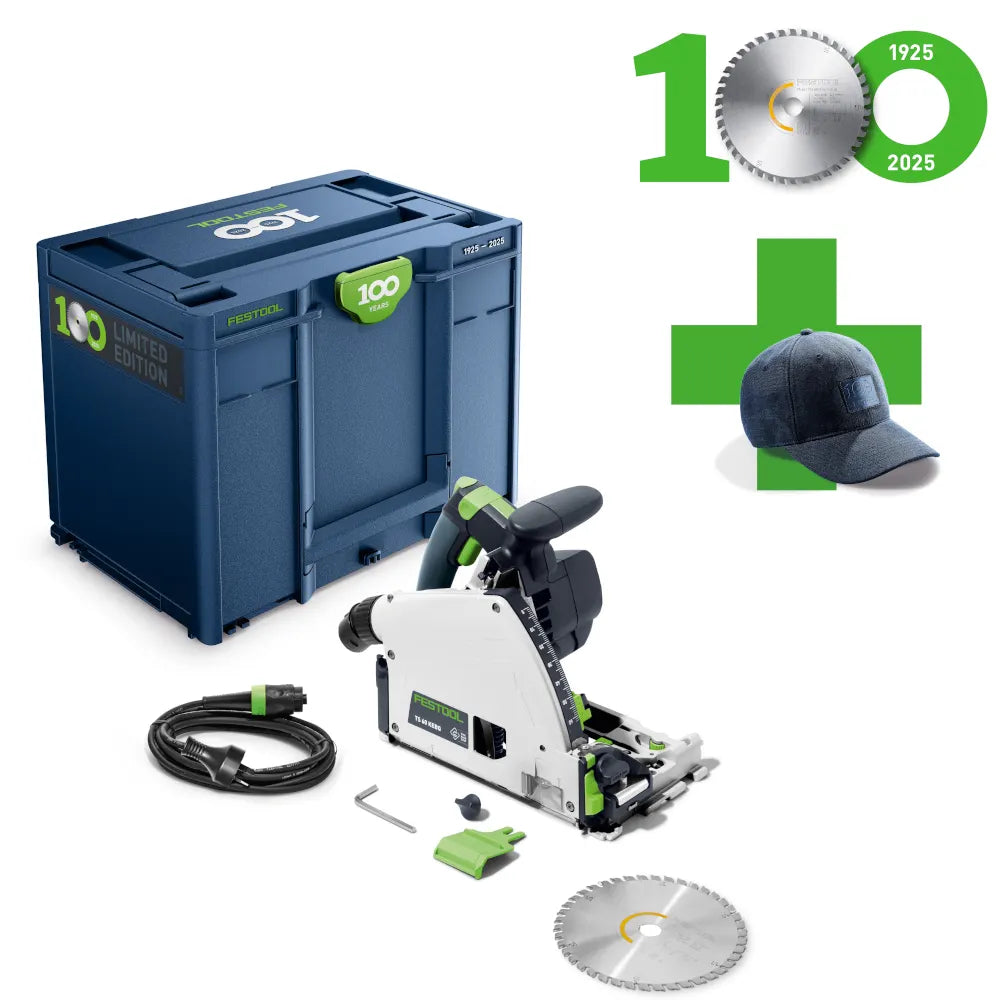 Festool TS 60K Plunge Cut Saw in 100yr Promo Systainer - Compact, powerful plunge-cut saw with brushless motor for precision cutting