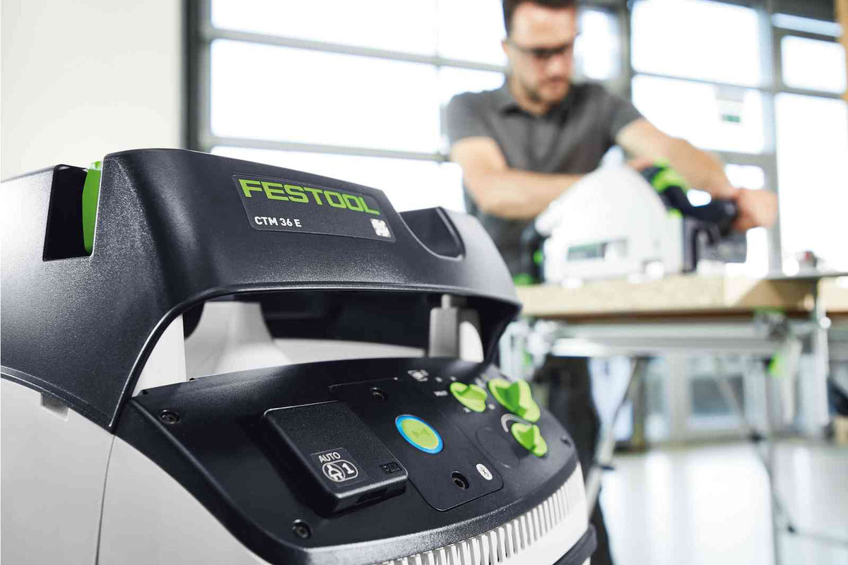 Festool CTM 36L M Class Dust Extractor in action, showcasing its efficient dust extraction capabilities