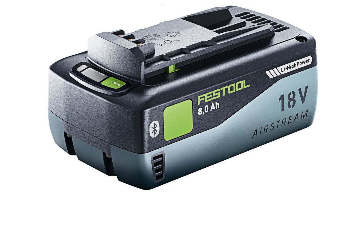 Festool 18V Li-Ion 8 Ah Airstream Bluetooth High Power Battery Pack - Top view showing the sleek design and power capacity