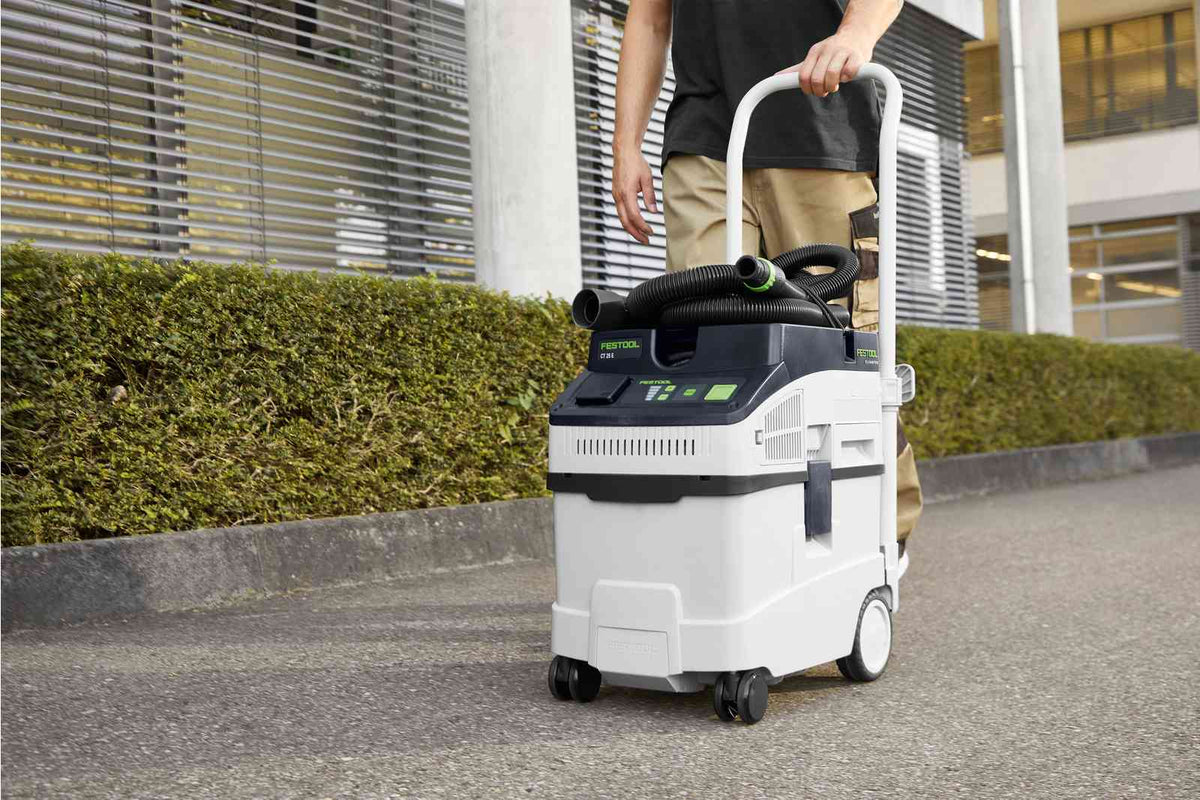 Festool CT 25L Dust Extractor capturing a clear view of the large 25L container volume