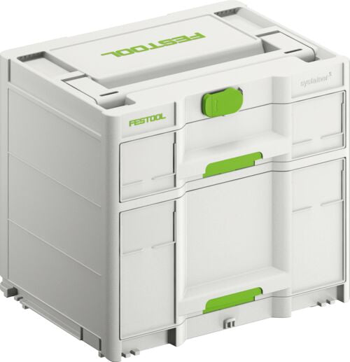 Festool Systainer3 SORTAINER 2 Drawer Storage Box, showing two drawers for organized tool accessories