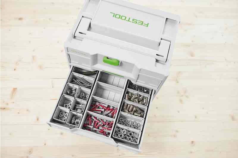 Festool Systainer3 Sortainer Combi Organiser plastic container set, 13 boxes in 2 sizes for Sortainer or Systainer Combi drawers