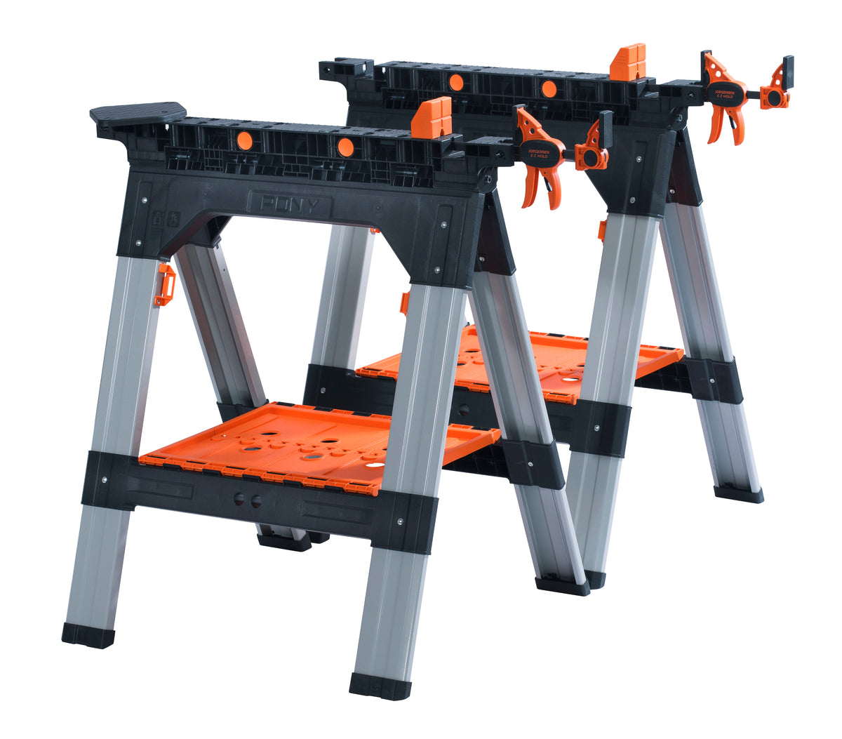 Pony Jorgensen 2-Piece Clamping Sawhorse with Clamps and Bench Dogs in Australian woodworking tools store