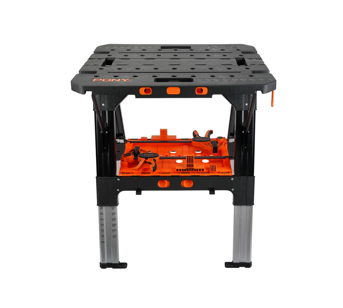 Pony Jorgensen 2-IN-1 Clamping Worktable & Sawhorse with clamps, side view