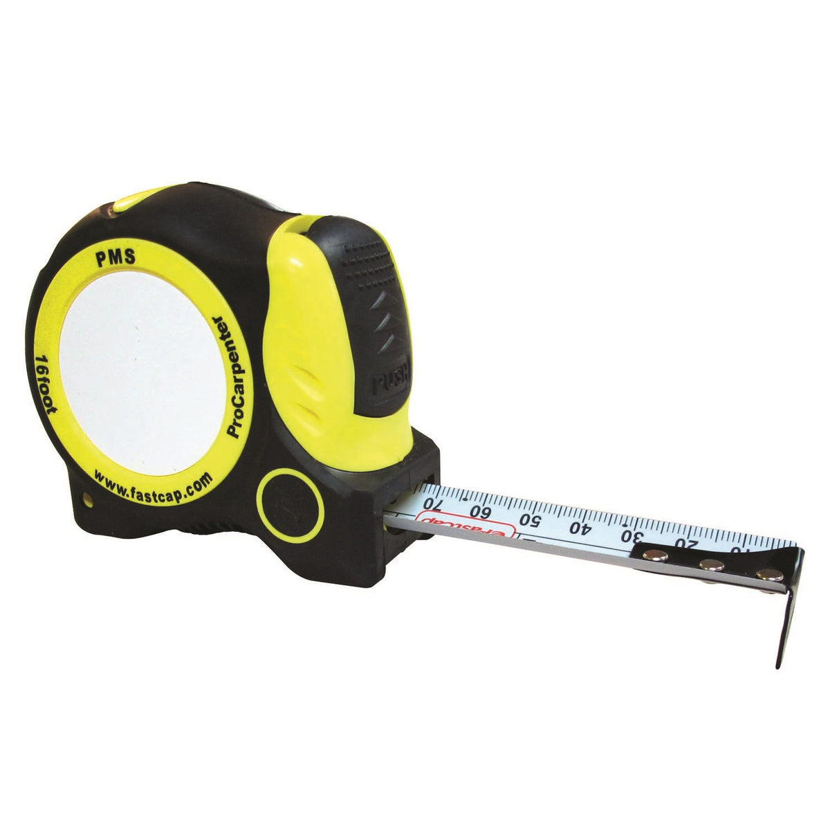FastCap Auto-Lock Tape Measure showing metric/imperial 5m length with in-built pencil sharpener