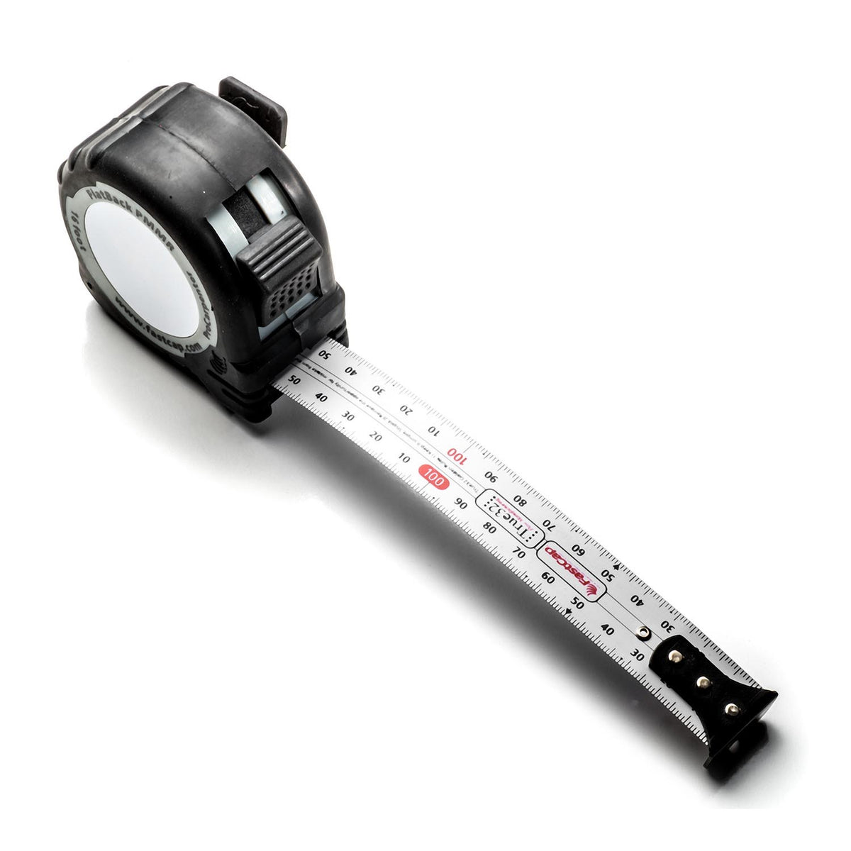 Flexible tape measure showing metric measurements on curved surface