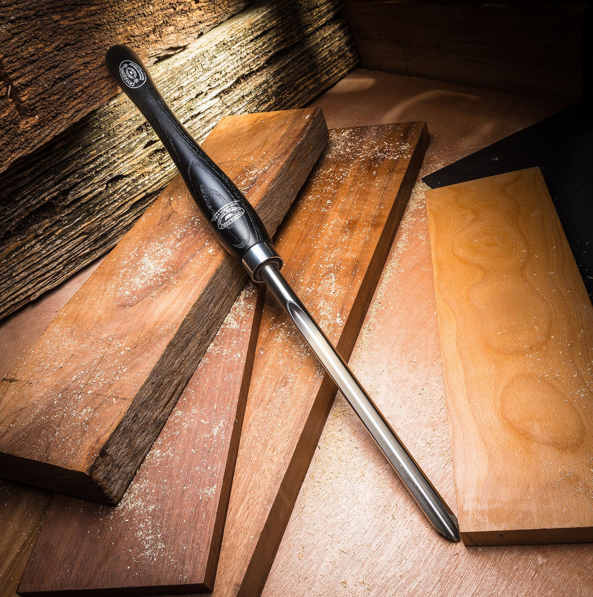 Crown Side Grind Bowl Gouge 10mm M2 Cryogenic Steel Woodturning Tool in action, showing its specialized side grind for versatile bowl turning
