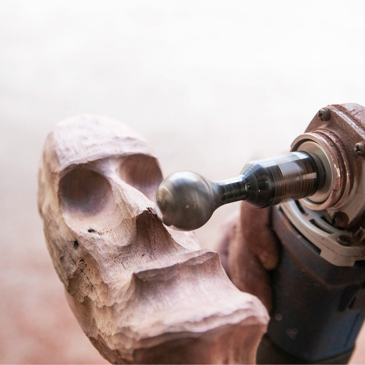 Arbortech Ball Gouge attachment hollowing concave surface with precision