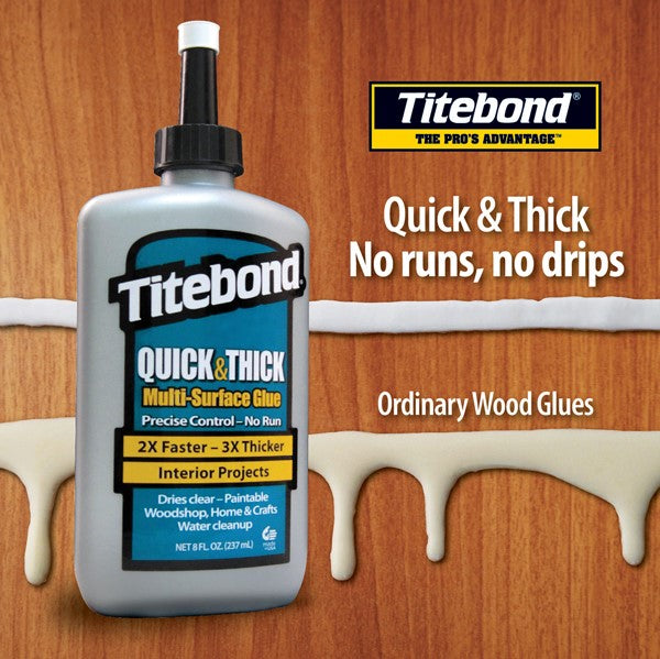Titebond Quick & Thick Multi-Surface Glue 237mL bottle on white background