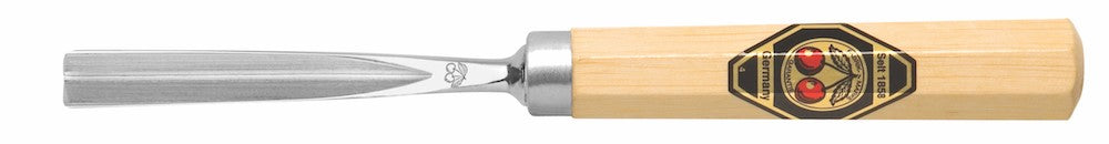Kirschen Two Cherries #39 Straight V-Gouge Wood Carving Chisel 75-V in close-up view