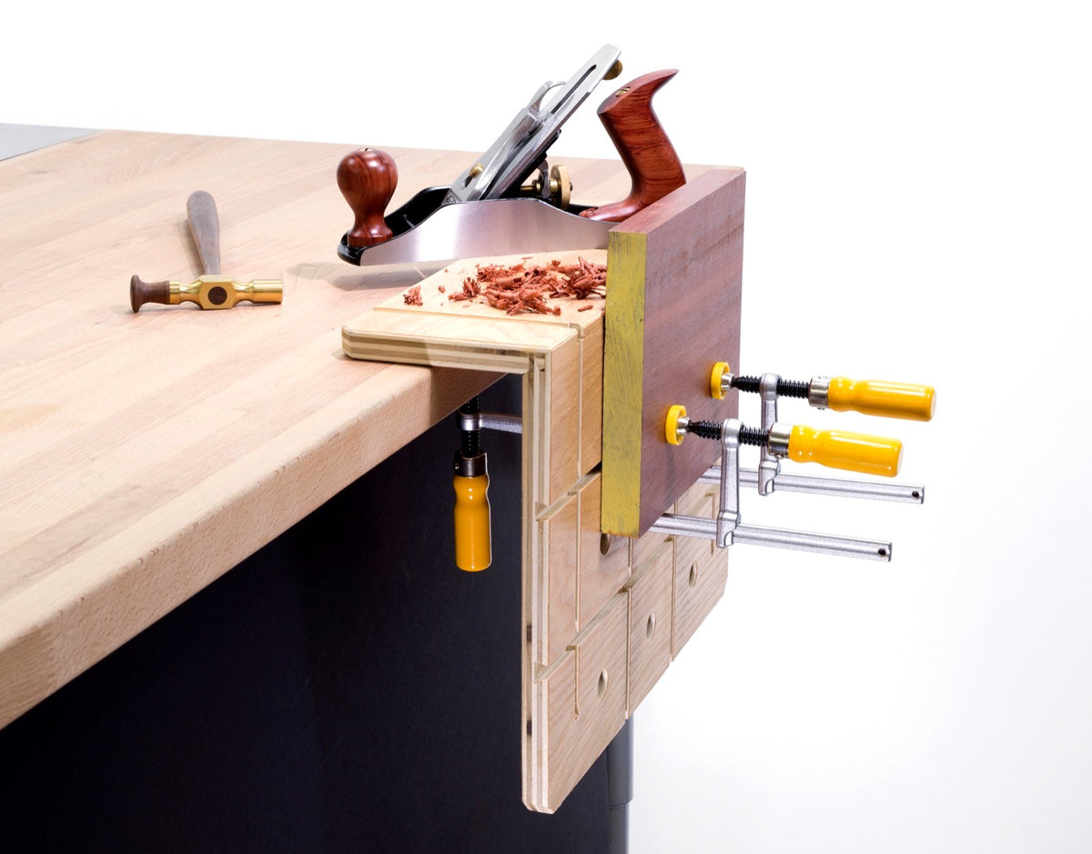 MicroJig MatchFit Dovetail Track Clamps in use on woodworking project