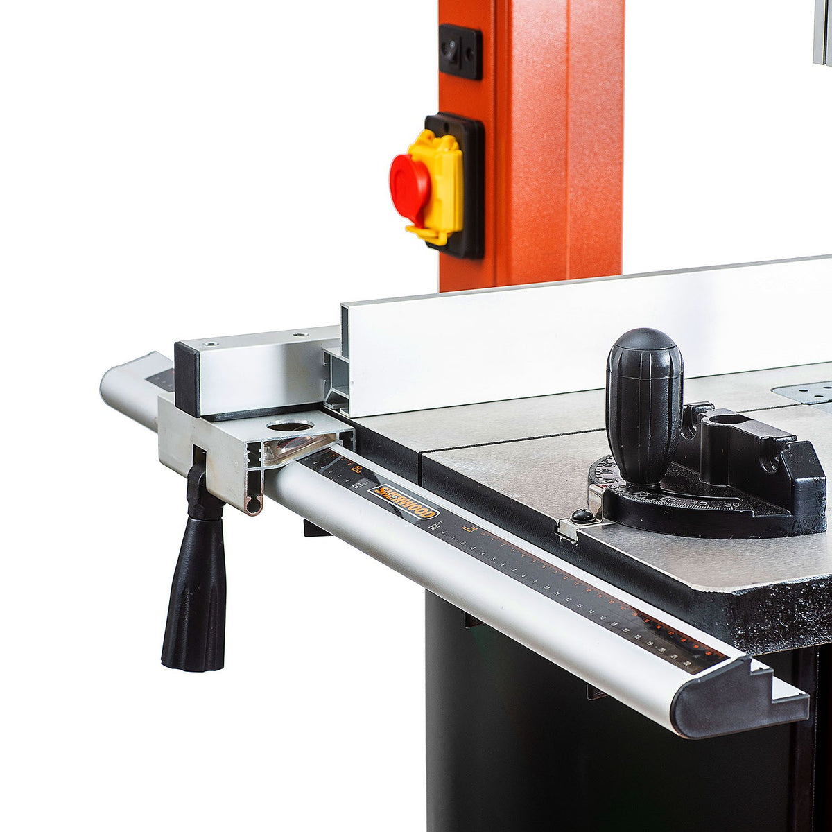 Sherwood 14in 1100W Standard Bandsaw in action, cutting through wood smoothly