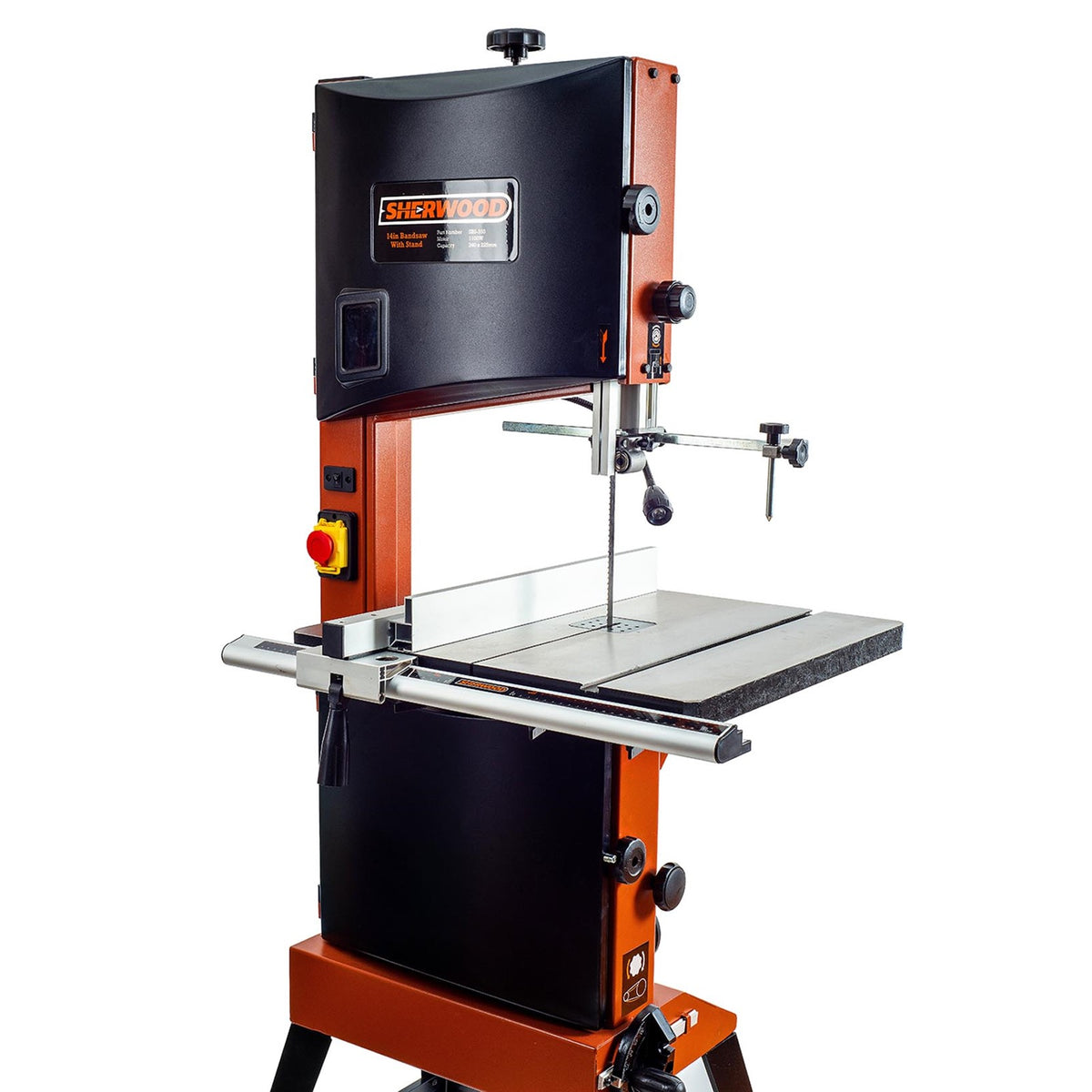 Sherwood 14in 1100W Bandsaw in action, cutting wood with precision