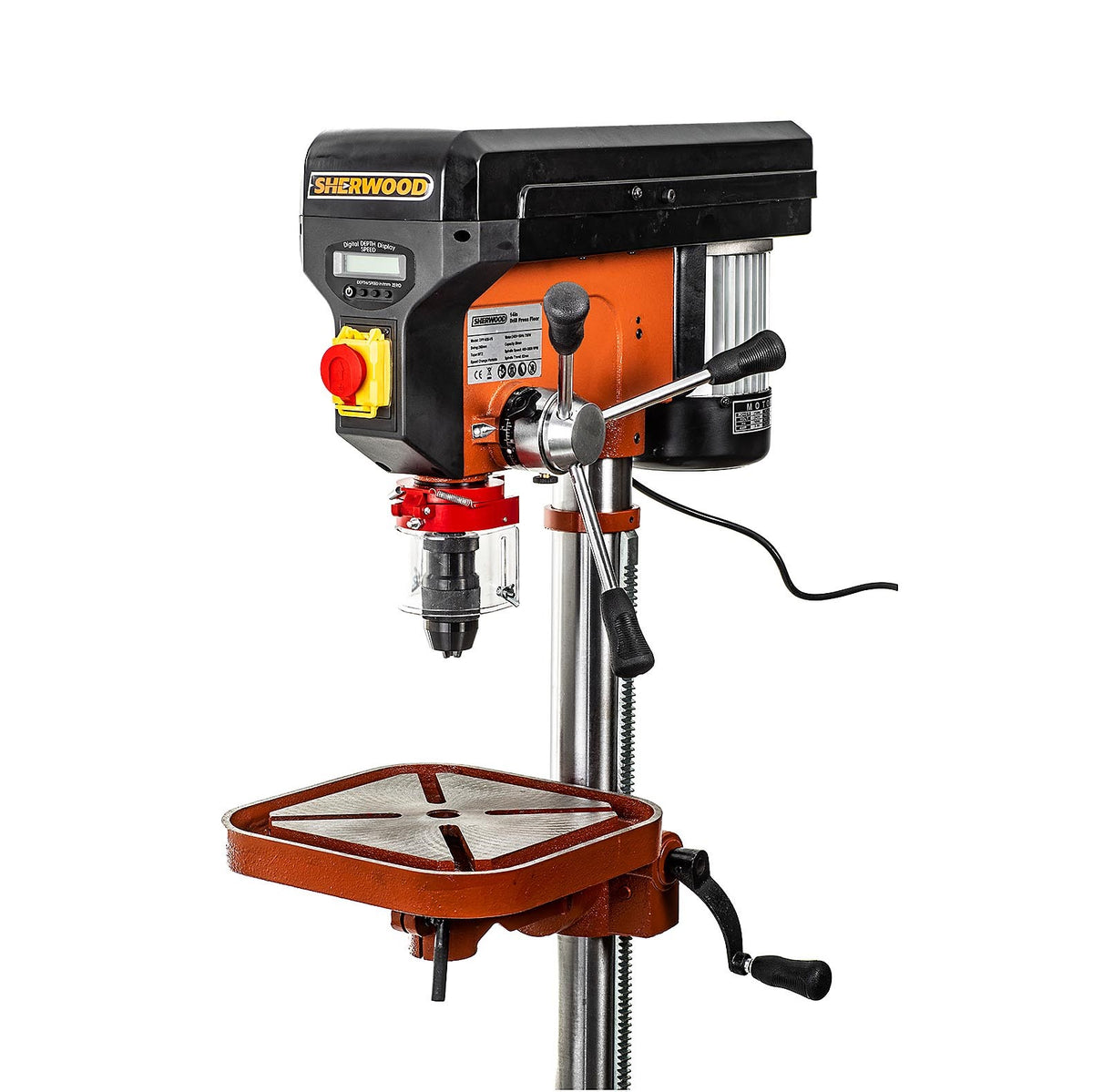 Sherwood Variable Speed Pedestal Drill Press 750W Floor Standing Keyless Chuck in action
