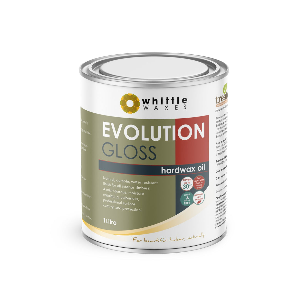Whittle Waxes Evolution Hardwax Oil Gloss Sheen Furniture Finish in 1 litre size bottle