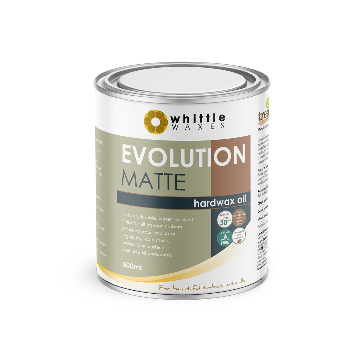 Whittle Waxes Evolution Hardwax Oil Matte Sheen furniture finish in 500ml bottle
