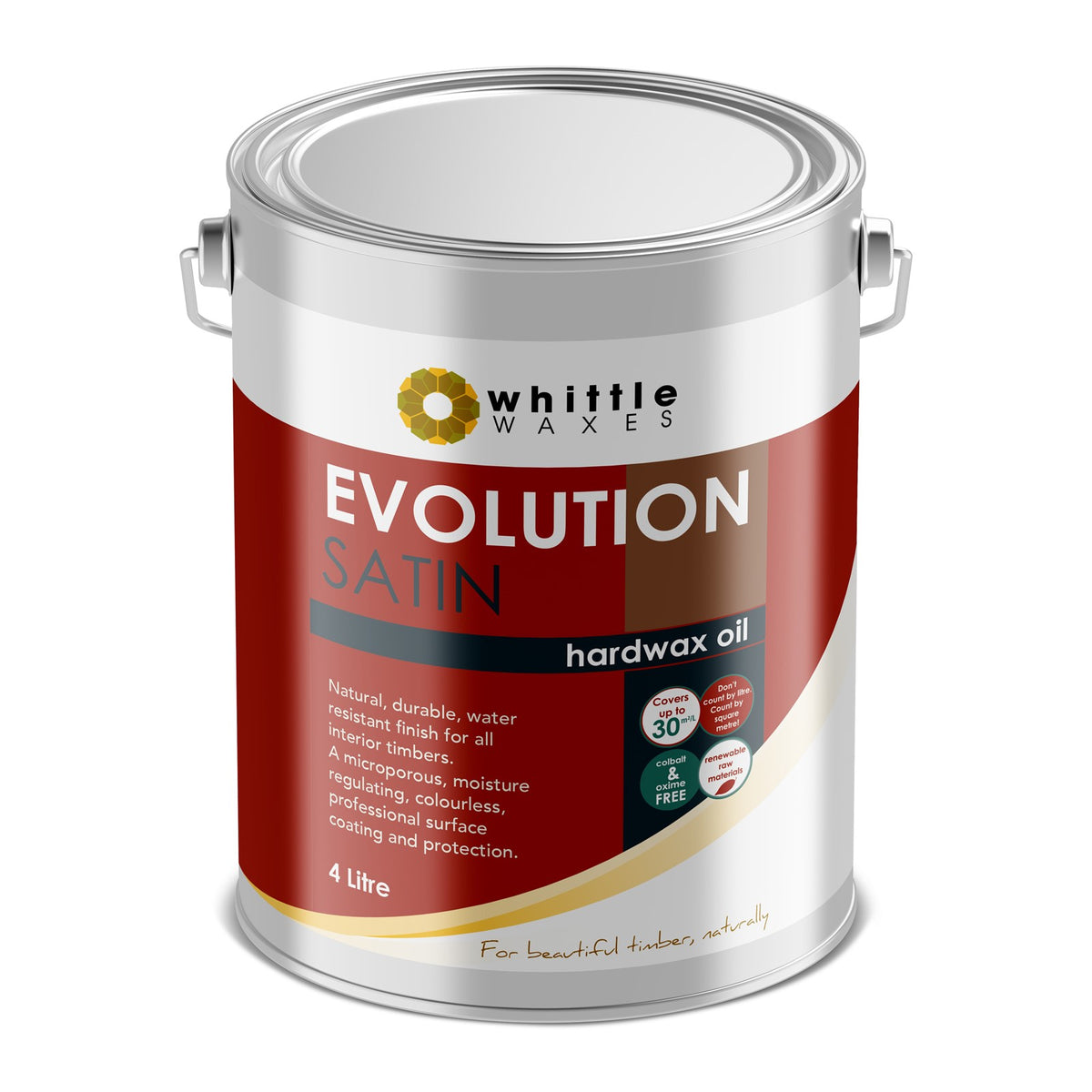 Whittle Waxes Evolution Hardwax Oil Satin Sheen Furniture Finish 4 Litre Bottle