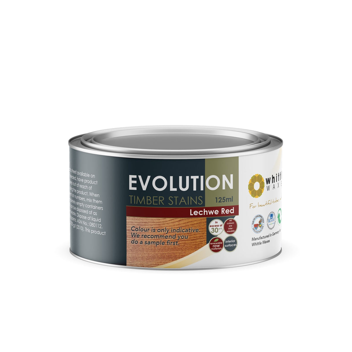 Whittle Waxes Evolution Colour Stain in Lechwe Brown on timber surface, showcasing rich natural pigments